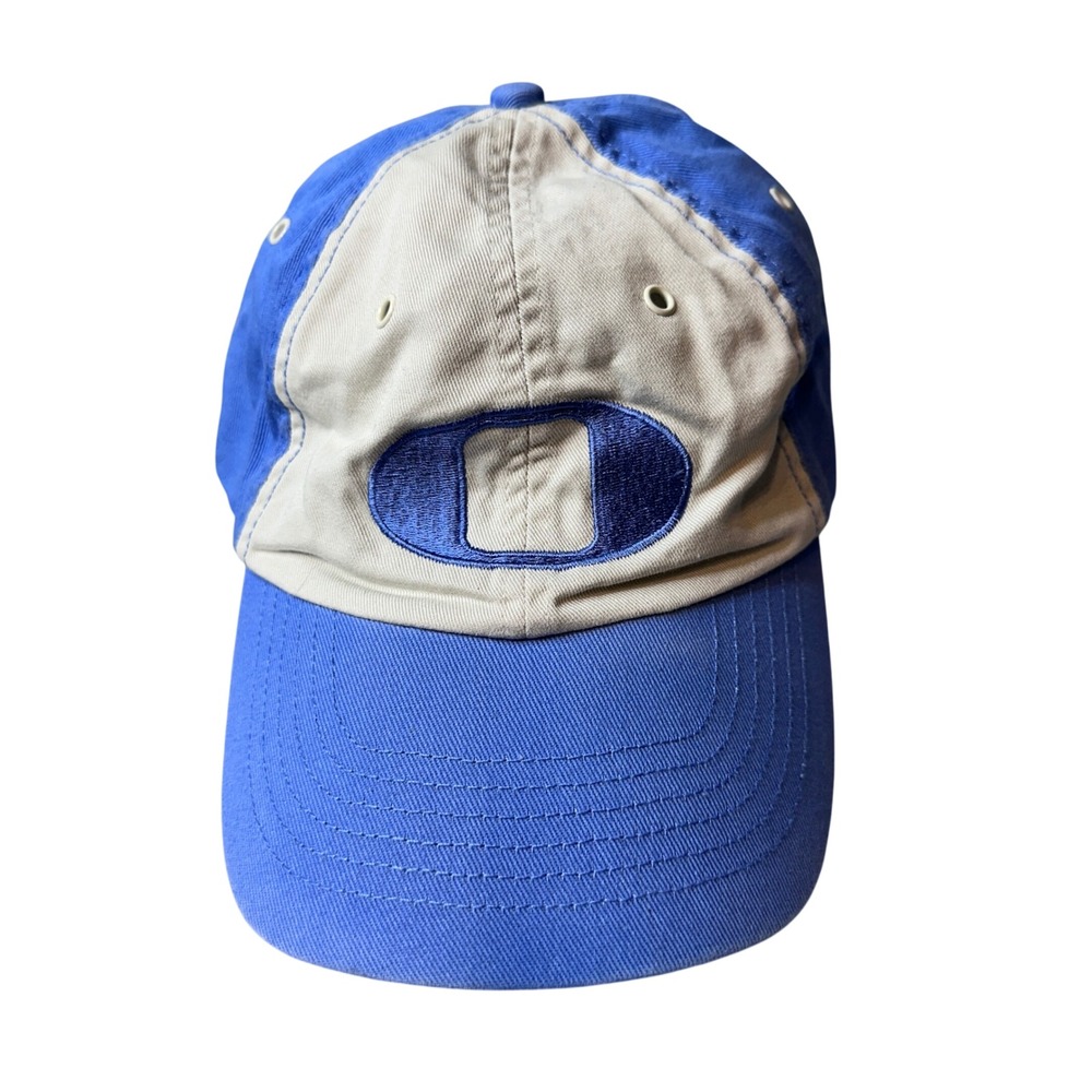Zkapz Baseball Hat Unisex OSFM Blue Tan Embroidered Logo Adjustable Strap Cotton